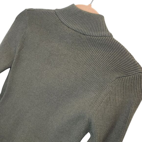 NWT Fashion Women's Quarter Zip Pullover Turtleneck Dark Green Sweater S - Picture 9 of 13